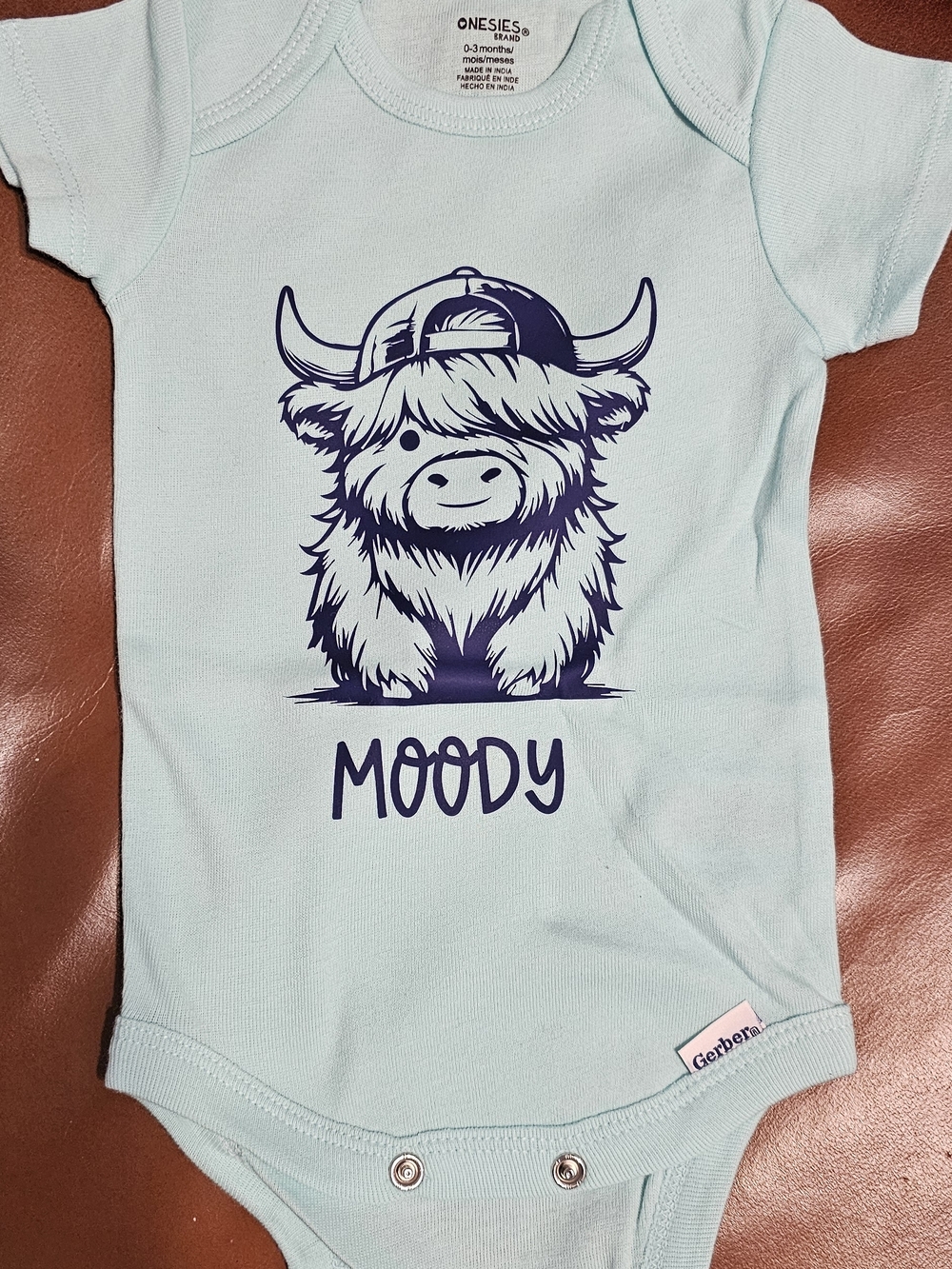 Gerber Light Blue "Moody" Graphic One-Piece Bodysuit